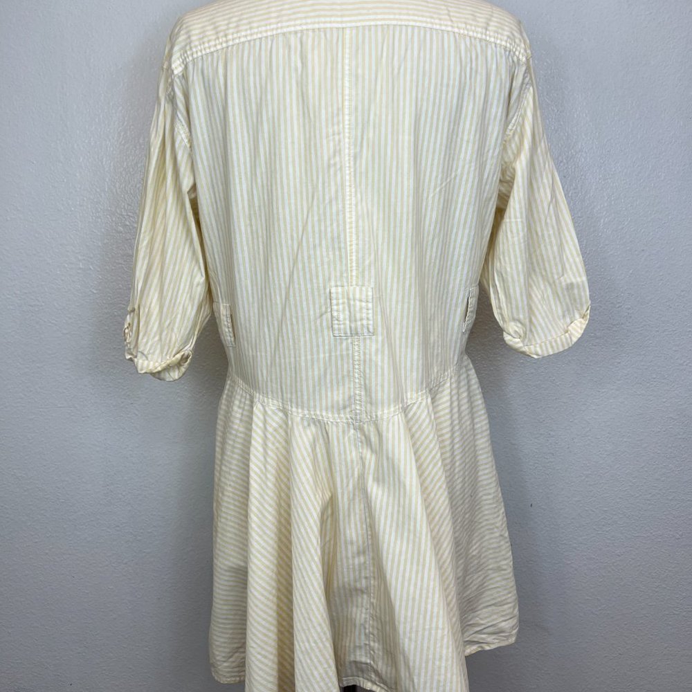 FREE PEOPLE Yellow Stripe with half sleeve Shirt Dress Size L - Picture 8 of 11